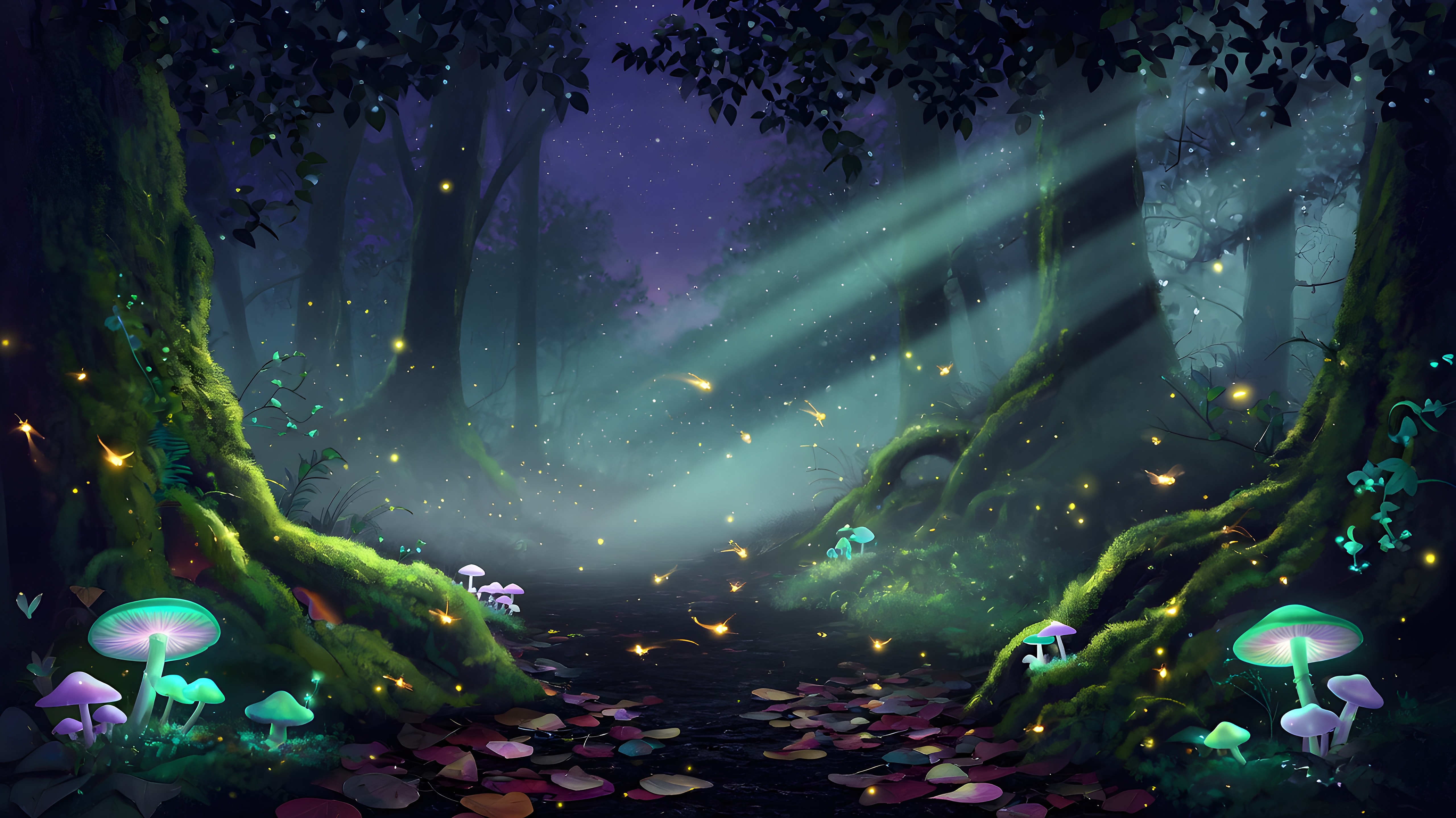 Lumen Grove theme — bioluminescent night forest
